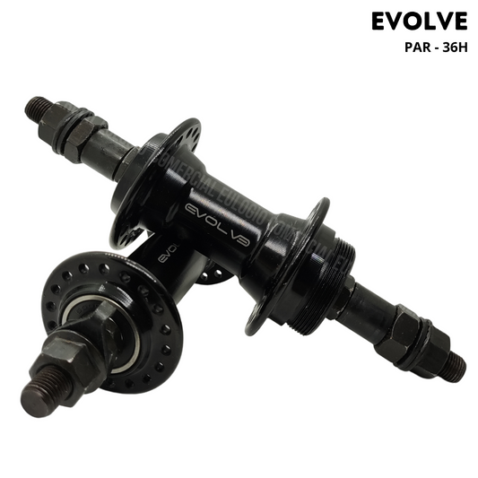 PAR DE MAZAS DE ALUMINIO CON RODAJE 36H PARA BICICLETA - EVOLVE