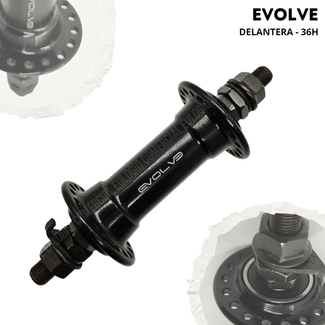 MAZA DELANTERA DE ALUMINIO CON RODAJE 36H PARA BICICLETA - EVOLVE